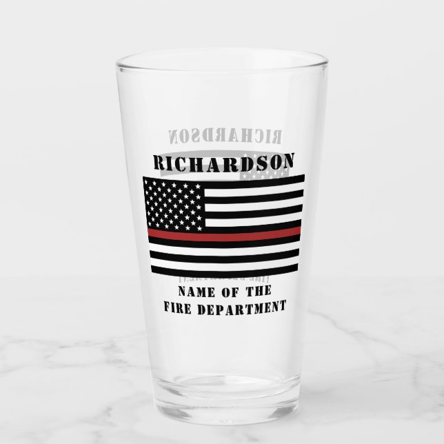 Custom Firefighter Thin Red Line Fire Department Glass (Front)