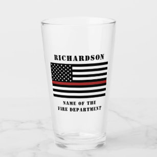 Custom Firefighter Thin Red Line Fire Department  Glass