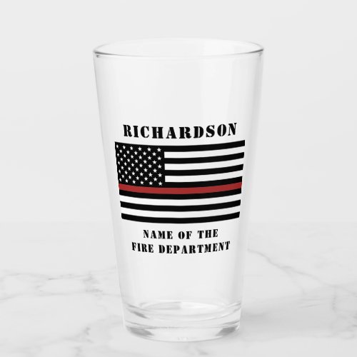 Custom Firefighter Thin Red Line Fire Department  Glass