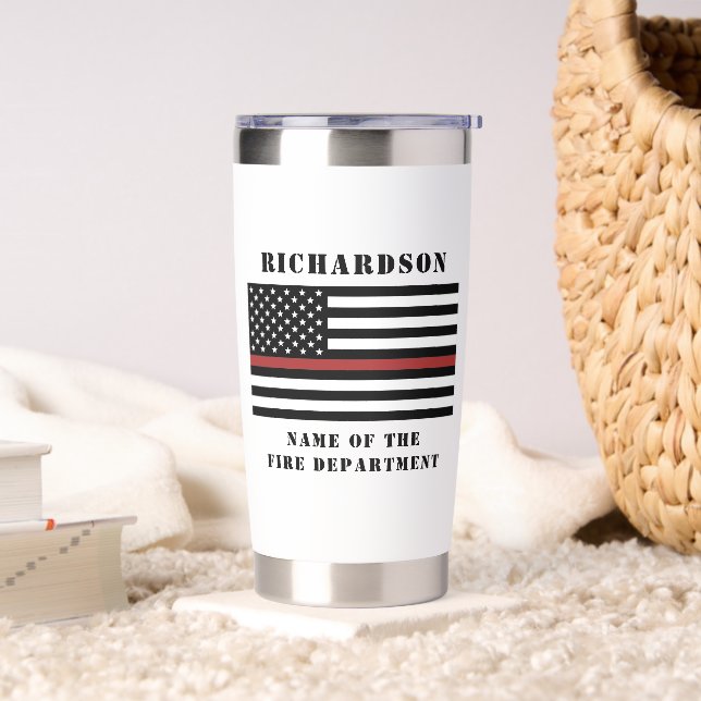 Custom Firefighter Thin Red Line Fire Department  Insulated Tumbler (Living Room)