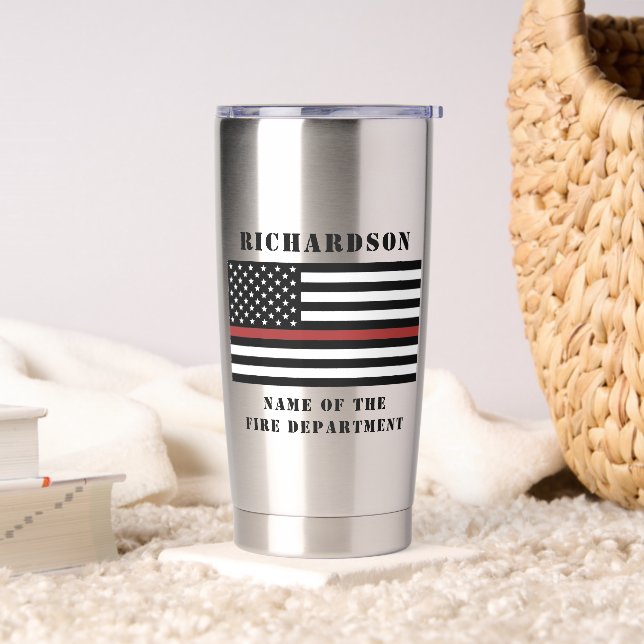 Custom Firefighter Thin Red Line Fire Department  Insulated Tumbler (Living Room)