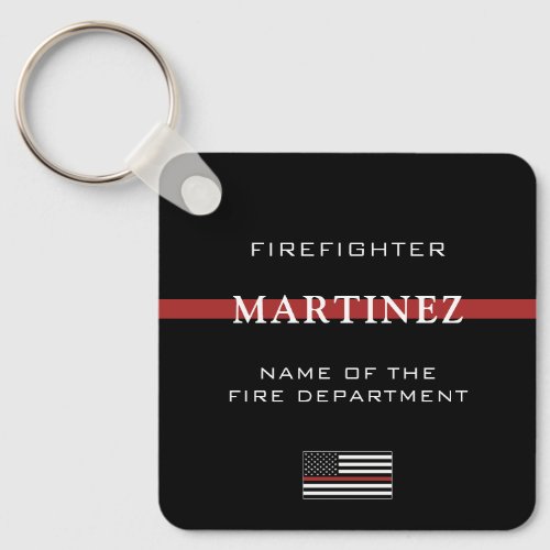 Custom Firefighter Thin Red Line Fire Department Keychain