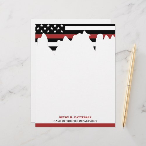 Custom Firefighter Thin Red Line Fire Department Letterhead