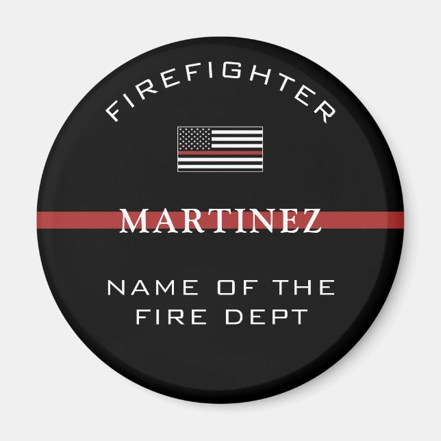 Custom Firefighter Thin Red Line Fire Department Magnet (Front)
