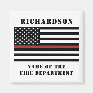 Custom Firefighter Thin Red Line Fire Department Magnet
