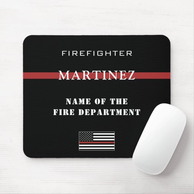 Custom Firefighter Thin Red Line Fire Department Mouse Pad (With Mouse)