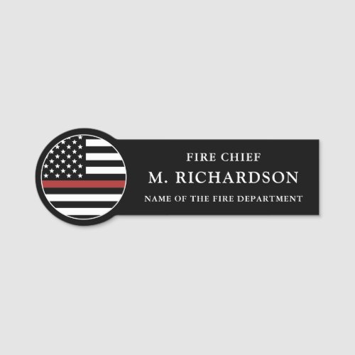 Custom Firefighter Thin Red Line Fire Department Name Tag