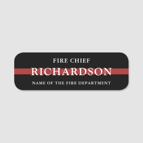 Custom Firefighter Thin Red Line Fire Department Name Tag