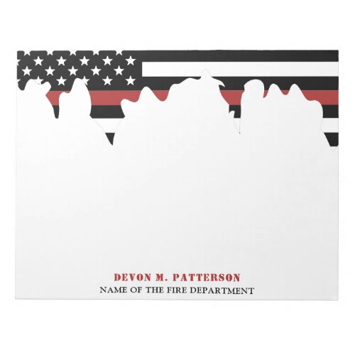 Custom Firefighter Thin Red Line Fire Department Notepad
