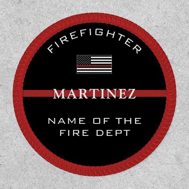 Custom Firefighter Thin Red Line Fire Department Patch (Front)