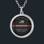 Custom Firefighter Thin Red Line Fire Department  Silver Plated Necklace<br><div class="desc">Custom Firefighter Thin Red Line Fire Department Gifts</div>