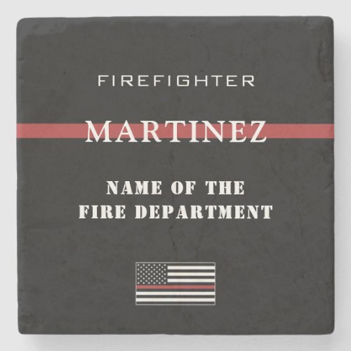 Custom Firefighter Thin Red Line Fire Department Stone Coaster
