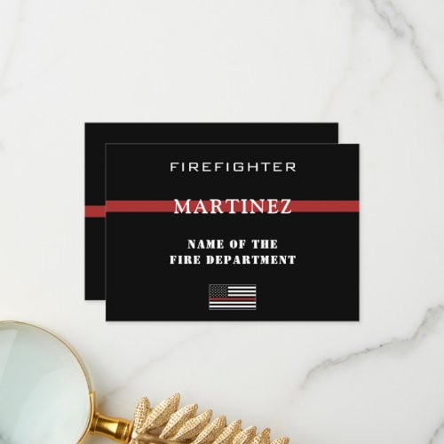 Custom Firefighter Thin Red Line Fire Department Thank You Card
