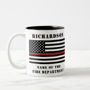 Custom Firefighter Thin Red Line Fire Department Two-Tone Coffee Mug