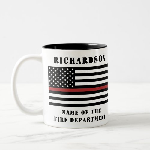 Custom Firefighter Thin Red Line Fire Department Two_Tone Coffee Mug