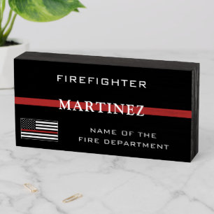 Custom Firefighter Thin Red Line Fire Department Wooden Box Sign