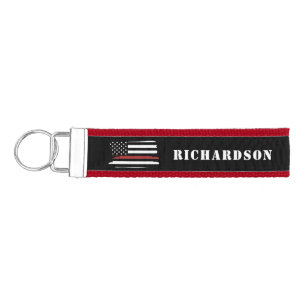 Custom Firefighter Thin Red Line Fire Department Wrist Keychain