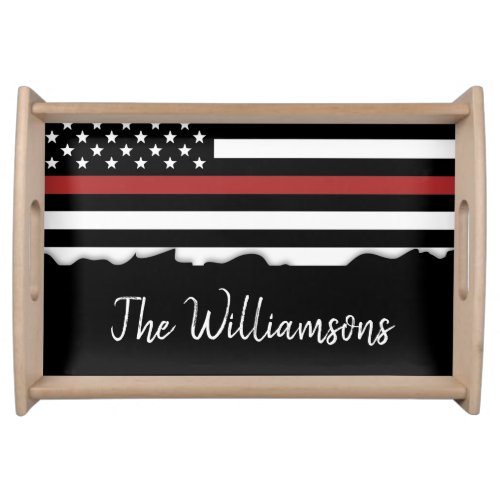 Custom Firefighter Thin Red Line Fire Rescue Serving Tray