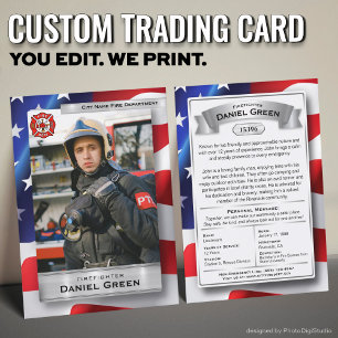 Custom Firefighter Trading Card, Fire Department Calling Card