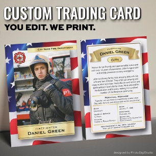 Custom Firefighter Trading Card, Fire Department Calling Card