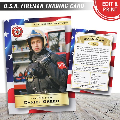 Custom Firefighter Trading Cards All Department