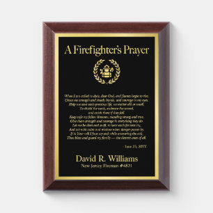 Custom Firefighters Prayer Frame Fireman Gift Hero Award Plaque