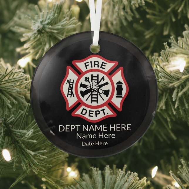 Custom Fireman Ornament Firefighter Maltese Cross  (Insitu)
