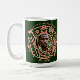 Custom Fireman Year Award Photo Coffee Mug