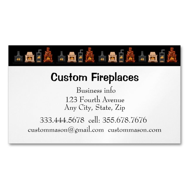 Custom Fireplaces Business Card Magnet (Front)