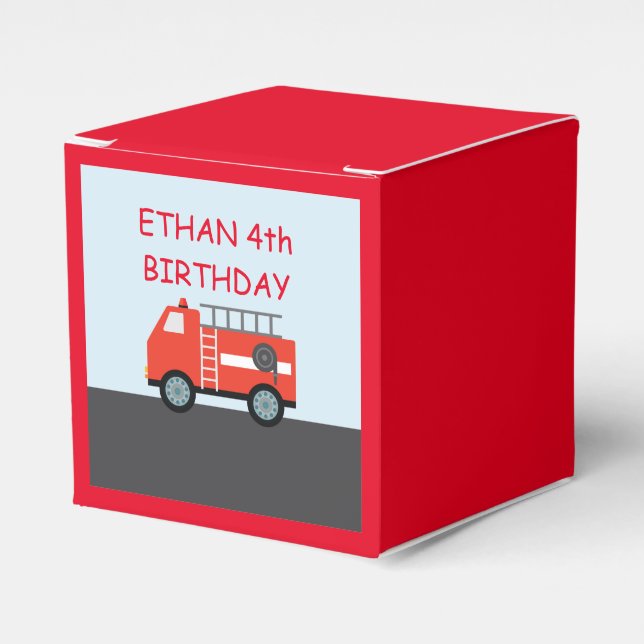 Custom  Firetruck Paper Favor Box (Front Side)