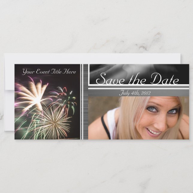 Custom Fireworks Save the Date Invitation (Front)