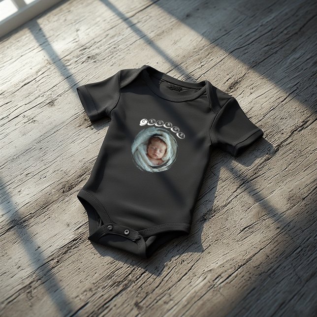 Custom First Birthday Photo Design with Baby Name Baby Bodysuit (Creator Uploaded)