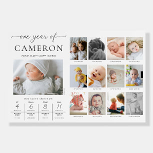 Custom First Birthday Photo Milestone Timeline Foam Board