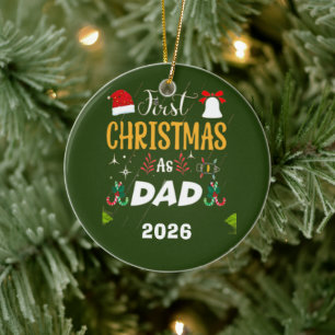 Custom first christmas as a dad ceramic ornament