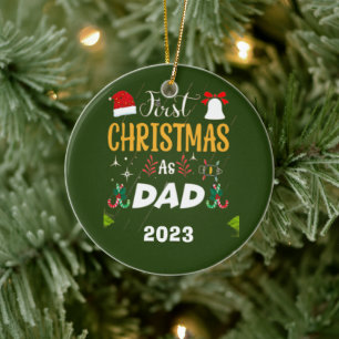 Custom first christmas as a dad ceramic ornament