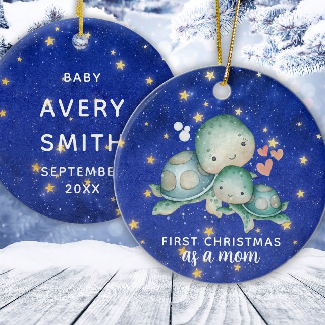 Custom First Christmas As A Mom Sea Turtle Ceramic Ornament (Custom First Christmas As A Mom Sea Turtle Ceramic Ornament
)