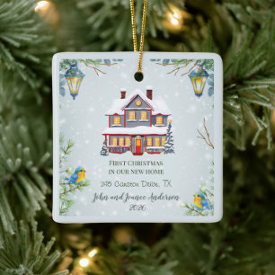 Custom First Christmas in Our New Home Ceramic Ornament