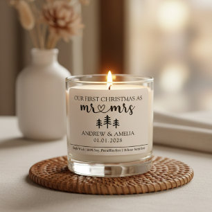Custom First Christmas Married Candle for Couples