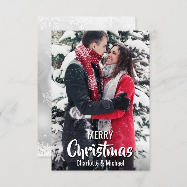 Custom First Christmas Married Engaged | PHOTO Invitation (Front/Back)