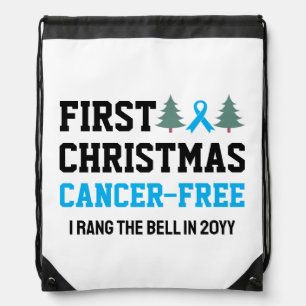 Custom FIRST CHRISTMAS Prostate Cancer Free Drawstring Bag