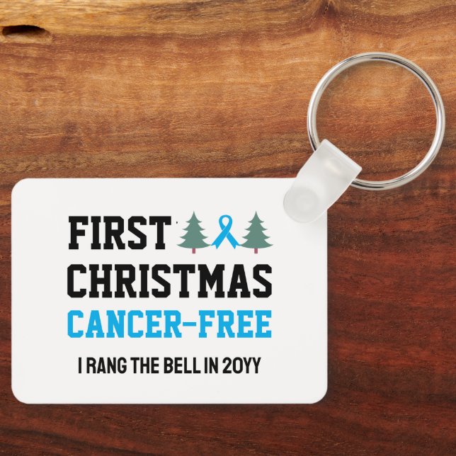Custom FIRST CHRISTMAS Prostate Cancer Free  Keychain (Front)