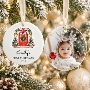 Custom First Christmas Together in New Home Photo Ceramic Ornament