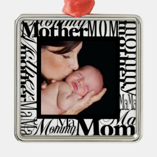Custom First Christmas Word Collage Photo Ornament