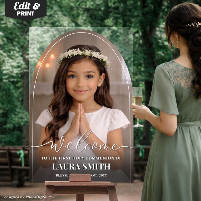 Custom First Communion Acrylic Arch, Photo Welcome Sign (Custom First Communion Acrylic Arch, Photo Welcome Sign)