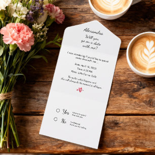 Custom First Date Proposal Tear Off All In One Invitation