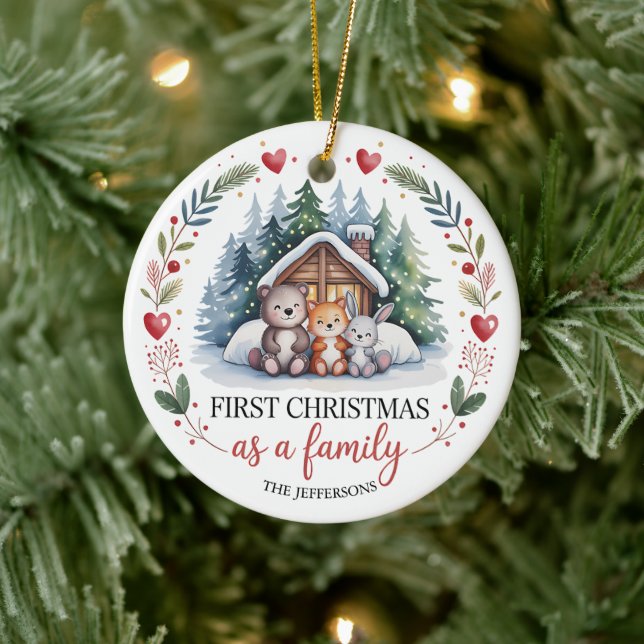 Custom First Family Christmas Ceramic Ornament (Tree)