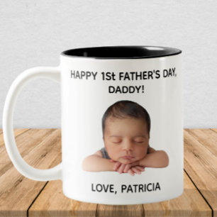 Custom First Father’s Day Photo Gift from Baby Two-Tone Coffee Mug