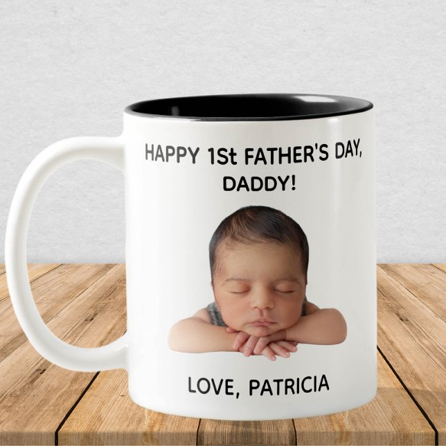 Custom First Father’s Day Photo Gift from Baby Two-Tone Coffee Mug (Creator Uploaded)