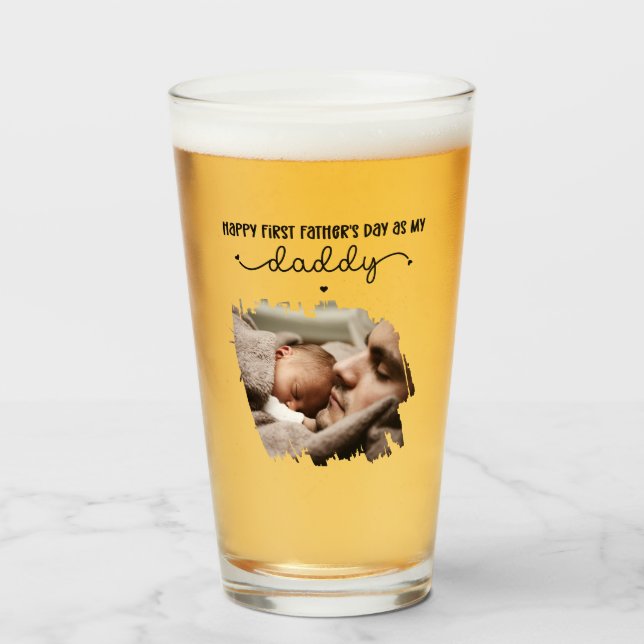 Custom First Father's Day Cute Brushed Photo Glass (Front Filled)