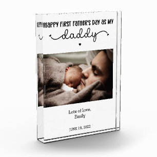 Custom First Father's Day Cute Minimalist Photo Block